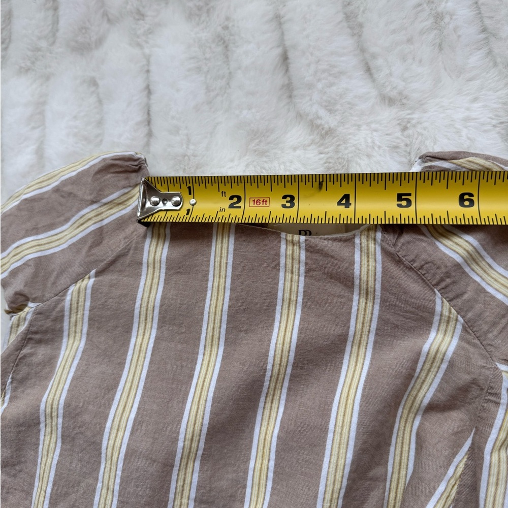 Banana Republic Brown and Cream Striped Blouse with Ruffled Hem - Picture 12 of 12